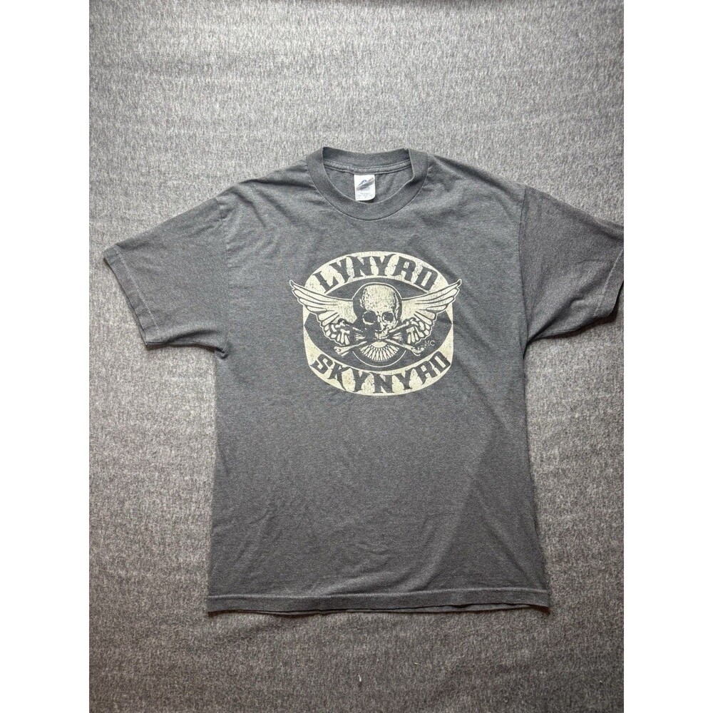 Lynyrd Skynyrd Vintage Shirt Gray Skull Graphic Concert Tee Size Large